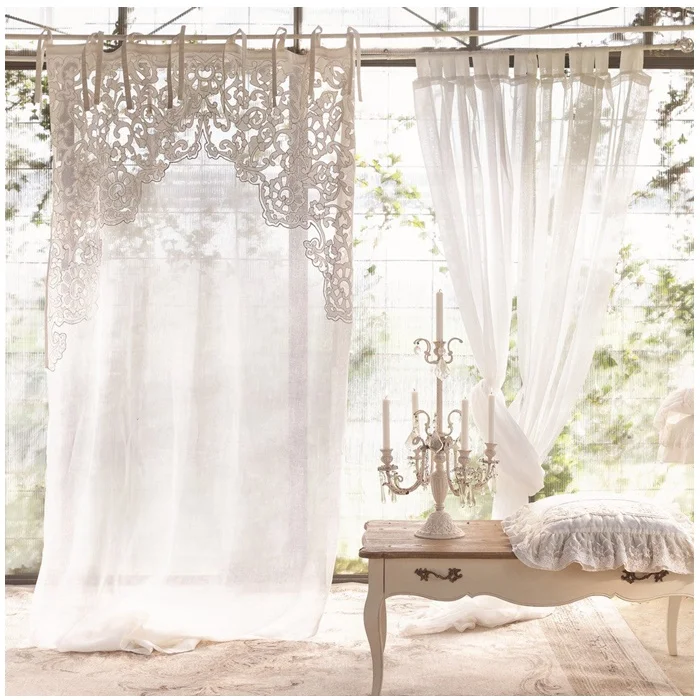 Embroidery Design Window Door Curtain The Best Quality White Linen Fabric Curtain For Home Hotel Resort Quang Thanh Embroidery