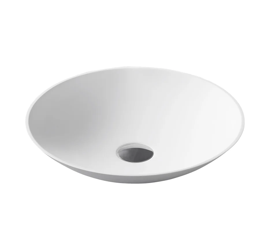 
Solid surface cast artificial stone countertop basin bathroom round sink 