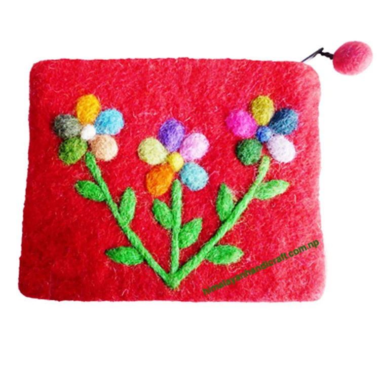 Handmade in Nepal Felt Purse/Cosmetic Purse/ATM/Credit Card Holder