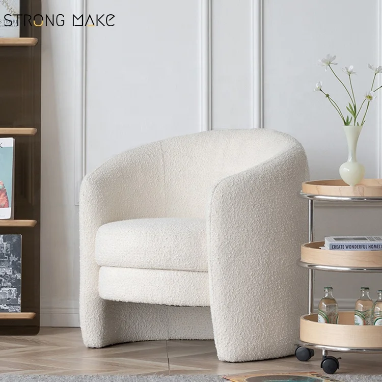 Luxury Nordic Mid Century Modern Comfort Arm Sofa Accent Sherpa Living Room Furniture Wholesale Single Chair Armchair