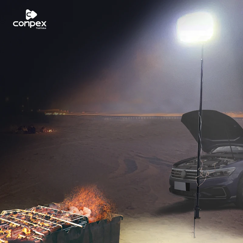 360light 12V telescopic pole led lights remote control waterproof adjustable led camping lights luzes de acampamento conduzidas