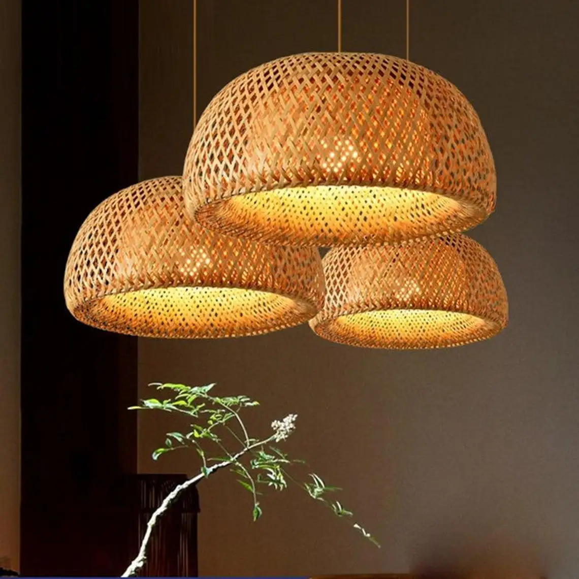100% bamboo material pendant lights decor lamp woven lamp Nordic style ceiling lighting chandelier for living room