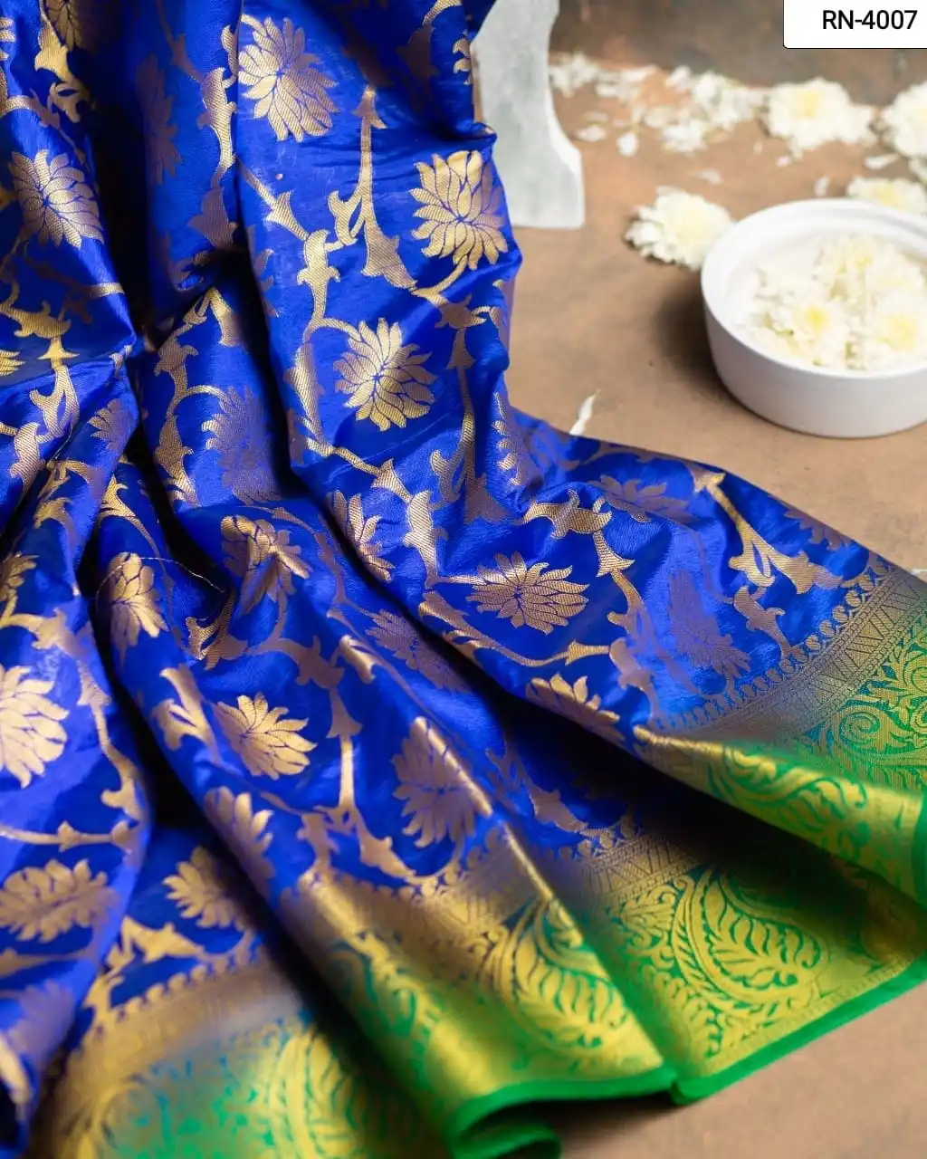 FULL SAREE OF HEAVY MONO NYLON THREAD WITH HEAVY ZARI  WORK CONTRAST PALLU & BLOUSE FOR WEDDING AND SPECIAL OCCASION FOR LADIES