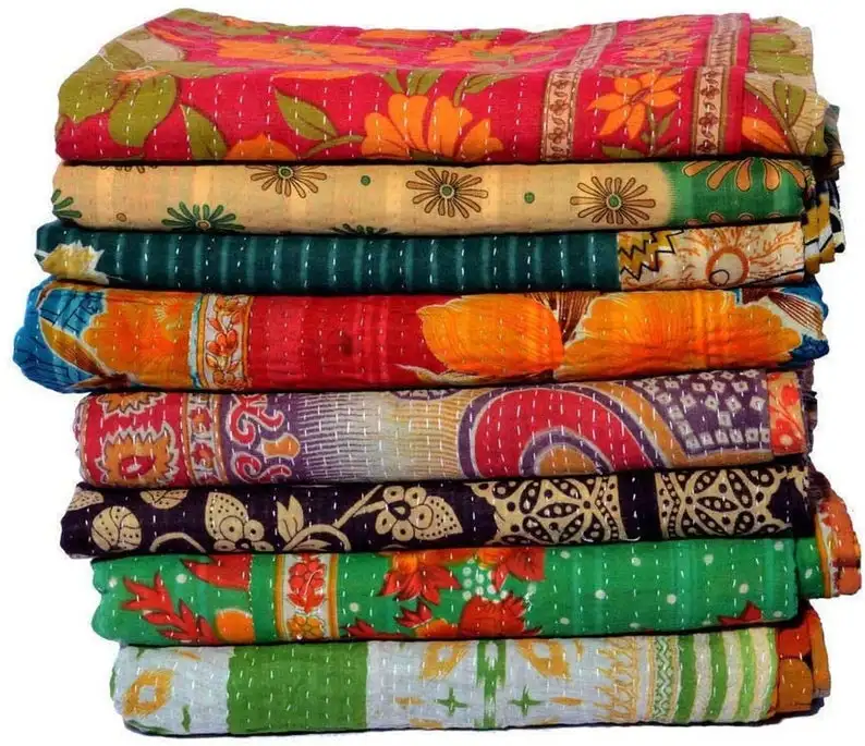 Лот индийских племенных одеял Kantha винтажное хлопковое покрывало для кровати бросать старое сари состаренные нашивки сделано в ассортименте раллийное одеяло