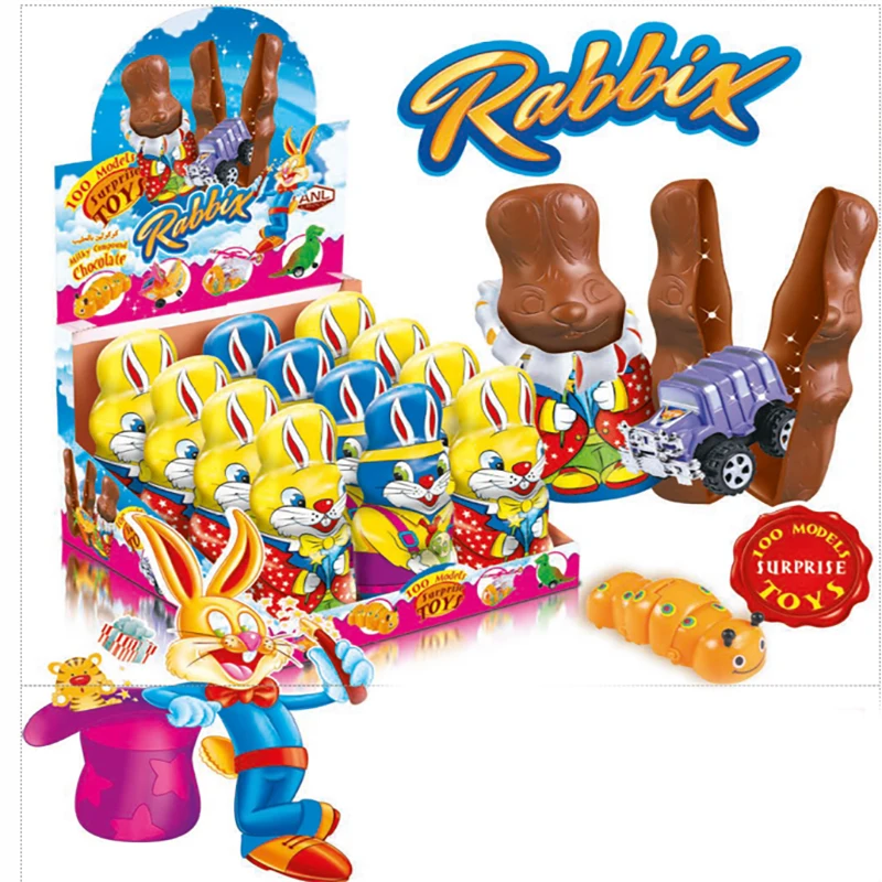 Rabbix Chocolate Surprise Egg Figure ISO Certified Halal Sweet Candy Toys for Kids Rabbit Children Wholesale Sweet