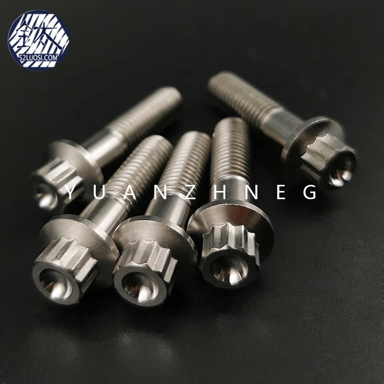 M7 M8 30mm 32mm Gr5 Titanium Alloy Bolts 12 Points Flange Bolts Titanium Screws titanium 12 point flange bolt