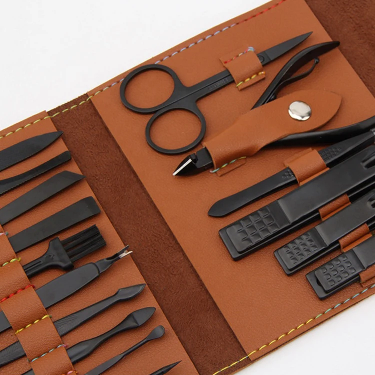 
Professional Pedicure Manicure Set 16 piece Stainless Steel Beauty Nail Care tools kit 16Pcs Nail clippers set with Soft PU BagH 