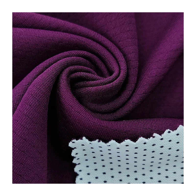  Функциональная впитывающая влагу 100% Полиэстеровая сетчатая фиолетовая ткань в клетку двухсторонняя функциональная трикотажная stoffes