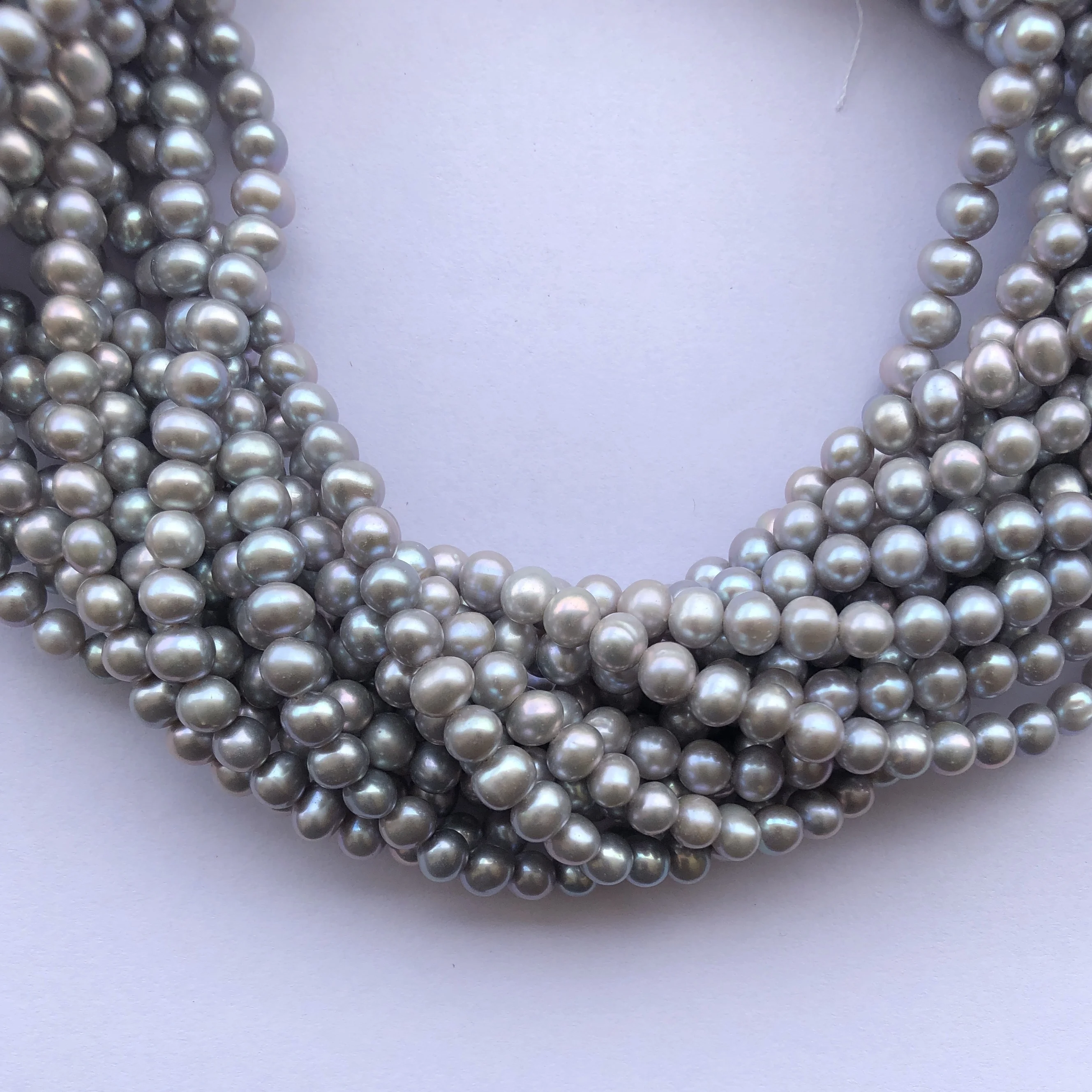 Natural Stone Round Potato Shape Beads Freshwater Pearl Natural 6mm Gray Freshwater Pearl At Wholesale Factory Price