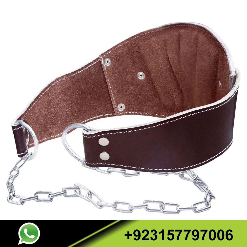 Premium Dip Belt with Chain - Weight Belt with Chain for Weightlifting Pullups and Dips High Comfort Leather Dip Belt
