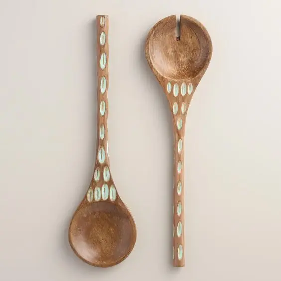 Wooden Salad Server S/2 Manufacturer of Natural Mango Wood Salad Server Handmade Wooden Cutlery