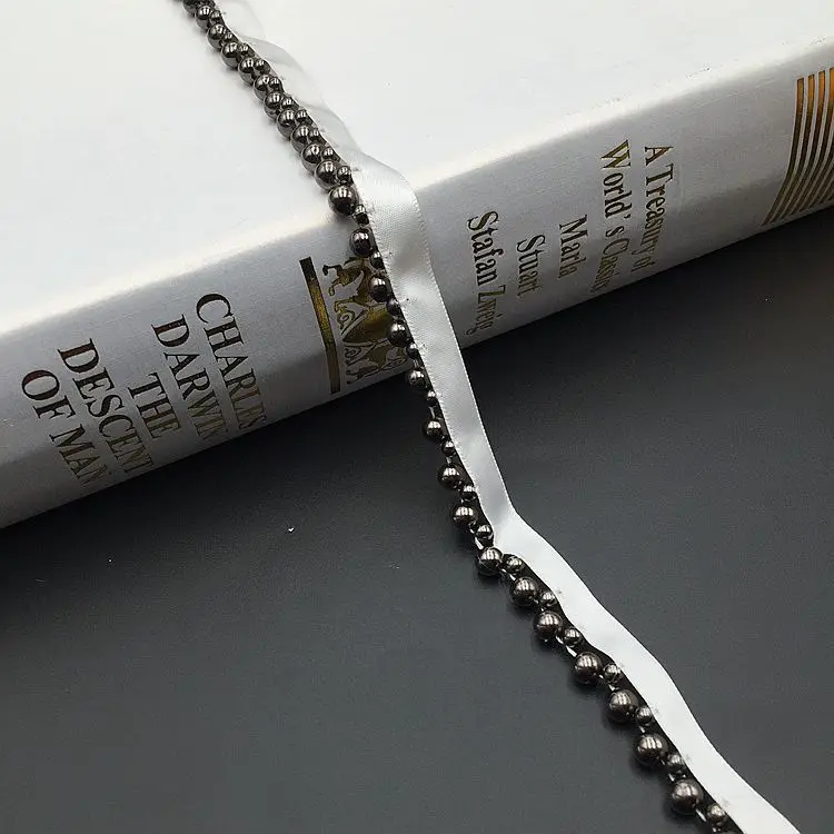 6mm Pearl Beaded Lace Edge Trim,beads laces trims Ribbon,Bridal Dress Tassels braid pearls DIY accessory appliques,KZ203265