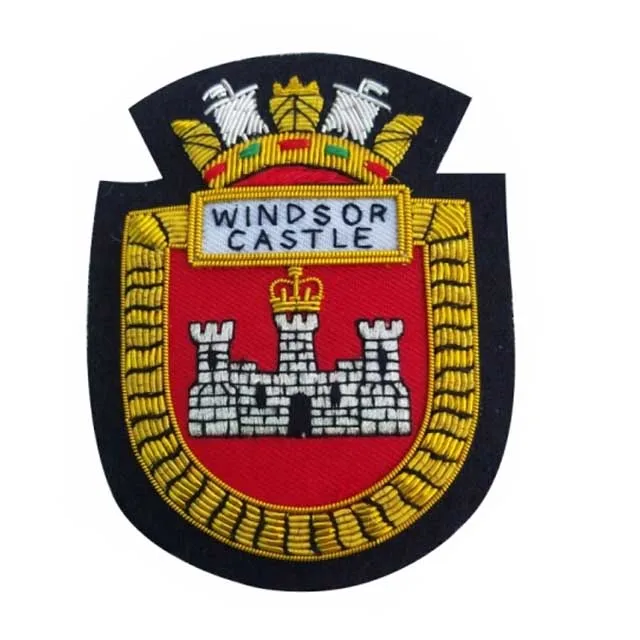 Hand Embroidered Heraldic Blazer Badge Crest With Gold & Silver Bullion Wire