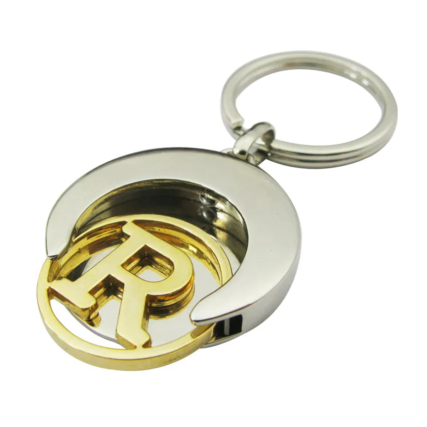 Manufacture customized round metal trolley coin token keychain