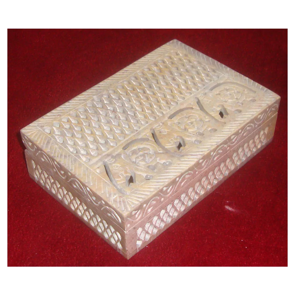 
Beautiful Special Indian Soapstone Hand Carving Jewelry Box 