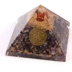 Orgonite HANDMADE INDIGO GABRO PYRAMID WITH CHARGE GOLDEN POINT || From Amayra Crystals Exports