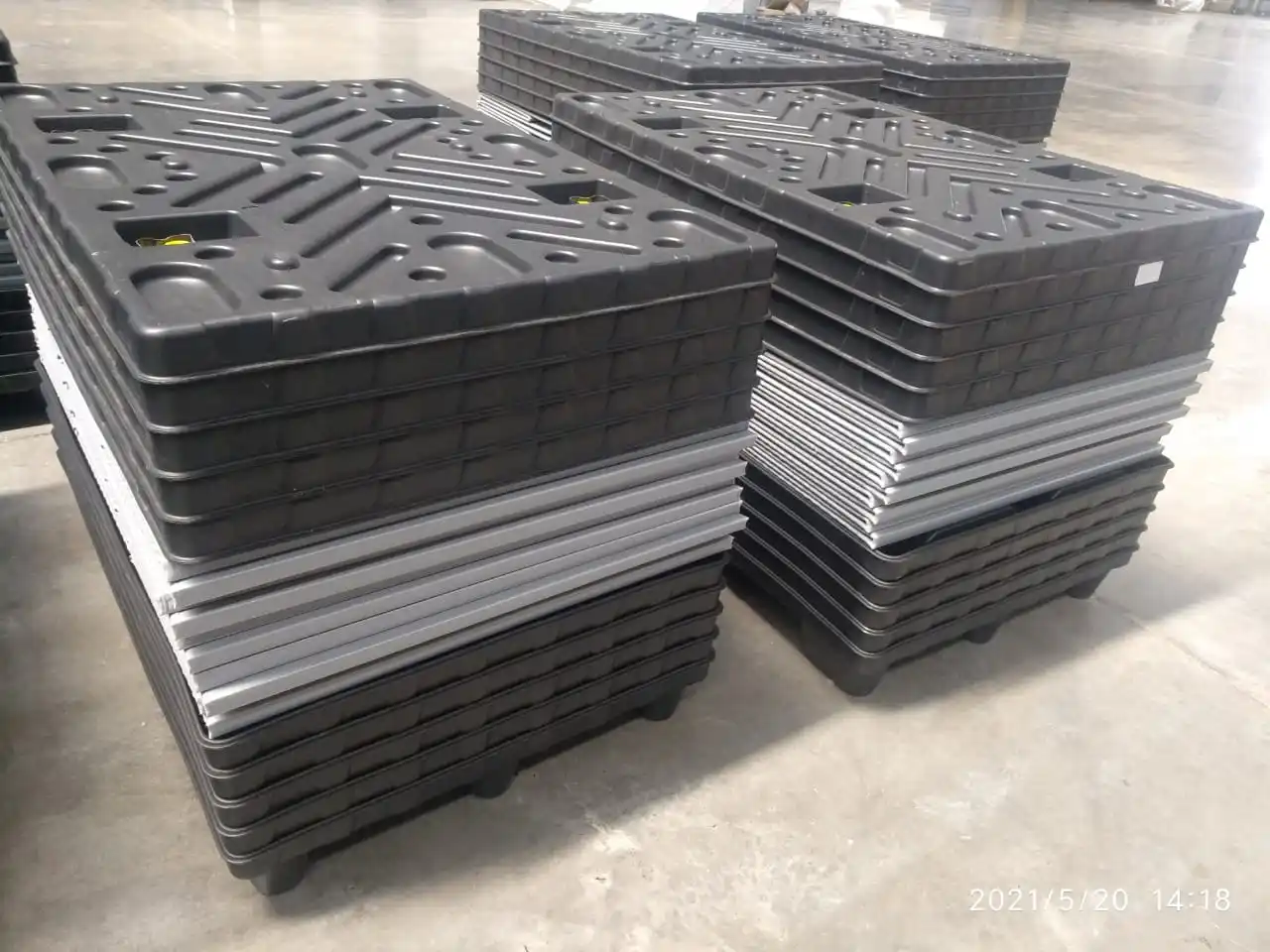 Складные пластиковые поддоны 1200x1000 x вертикальная высота с верхней и нижней крышкой 9001:2018-серый цвет