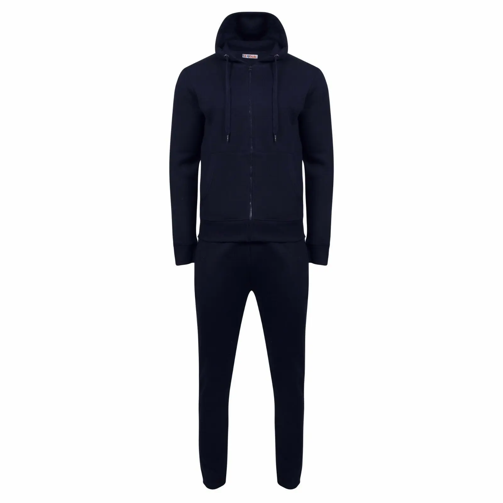MENS TRACKSUIT SET FLEECE HOODIE TOP & BOTTOMS JOGGERS GYM PLAIN ZIP POCKETS NEW