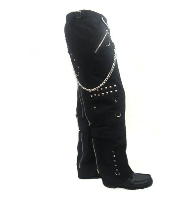 Metal Pyramid Studded Chains Zip Baggy Alternative Skater Pants Trousers in whole sale rates