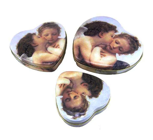 
heart shape set of tin metal can box food grade for tea coffee chocolate cake candy toys stationery customer design 