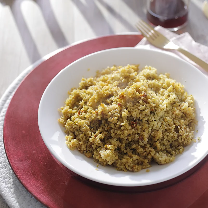 Top Italian Quality Organic Ready to cook 5 minutes meal Bulgur Pesto Rosso taste in microwave 100g