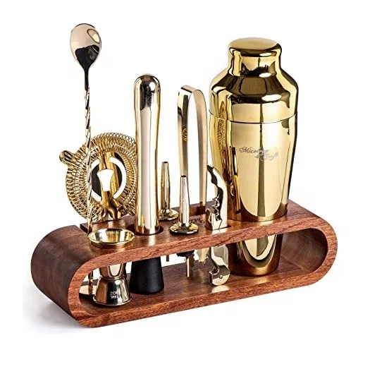 Stainless Steel Premium Quality Bar Tools Set of 7 pc with wooden stand