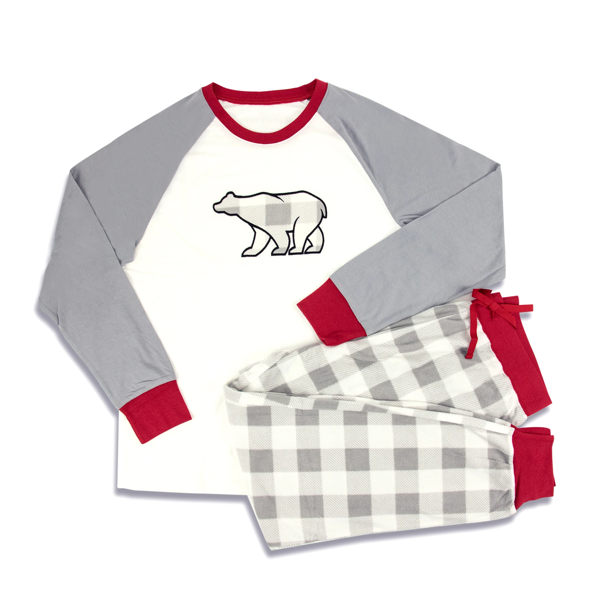 JOYUAN Family Pajama Matching Set Girl Women 2 Piece Fleece Gray Polar Beer PJ Snuggly Sweater l Custom l Stylish l Fashion Men