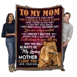 To My Mom Lion Woven Blanket Throw Woven Cotton Wholesale Drop Shipping