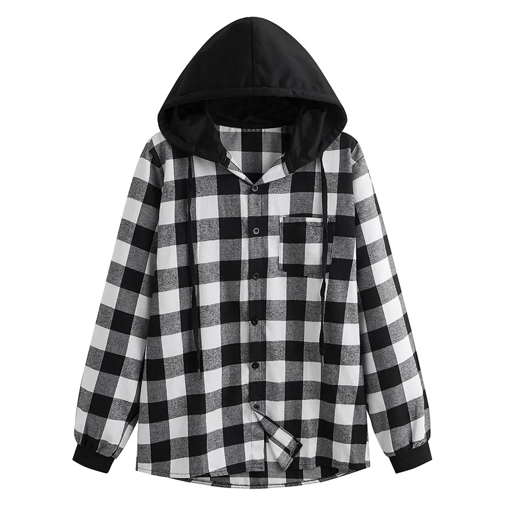 Flannel Hood Shirts Shirts flannel Flannel Shirt Casual Color Optional Casual 100% Cotton Long Sleeve for men