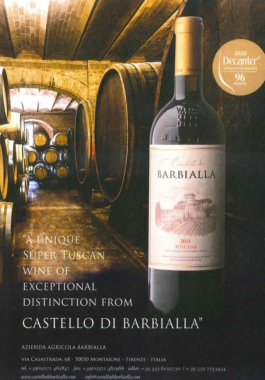 Red wine Supertuscan igt Castello di Barbialla 2017