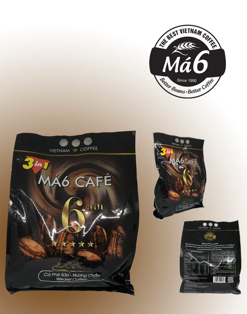 MA6 Manufacturer Milk Coffee Aroma MA 6 CAFE - 6:AM - MILK COFFEE 3 IN 1 - 50 Sachet