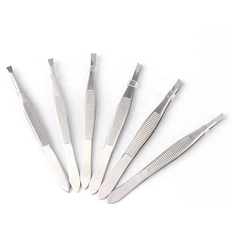 Premium Stainless Steel Best Quality Eyebrow Tweezers Eyelash Tweezers Slanted Tip Tweezers Customized Color Private Label