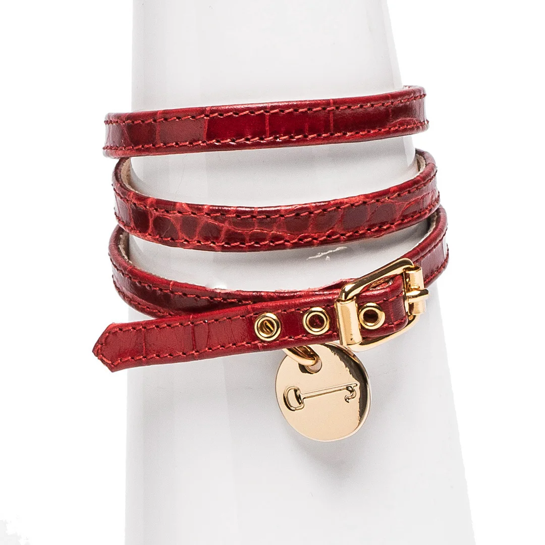 
Black calf leather and metal buckle unisex bracelet 