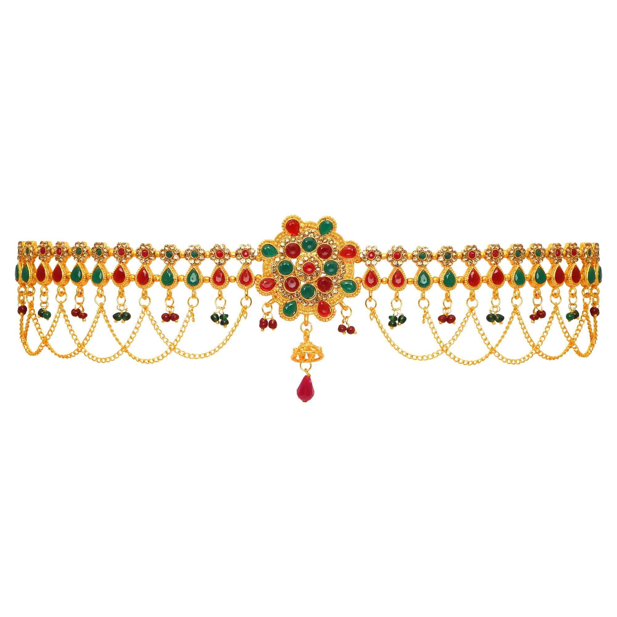 Glamorous Indian Jewelry Gold Color Glass Stone Kamarband