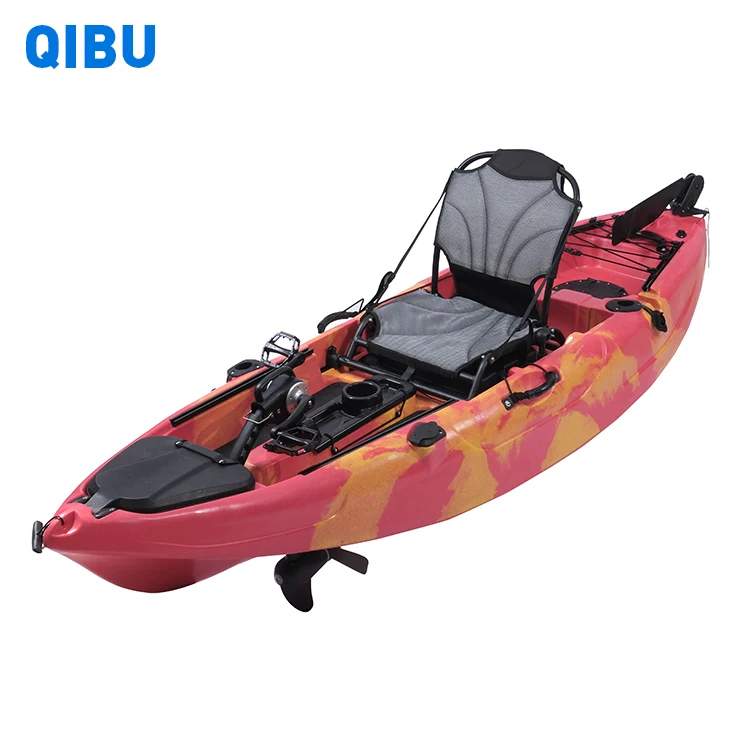 QIBU OEM Plastic Fishing Kayak Pedal Rotomolded Kayak Sit on Top Pedal Kayak with Pedal  Single person