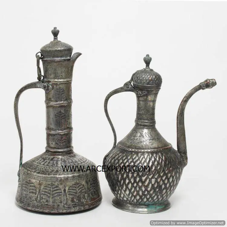 Brass Antique Turkish Coffee Pot Fancy Decorative Unique Wholesale Luxury Dark Green Copper Metal Coffee Pot