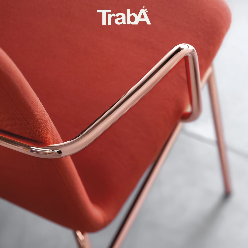 High Quality Armchair metal tube frame shell in fabric leather eco