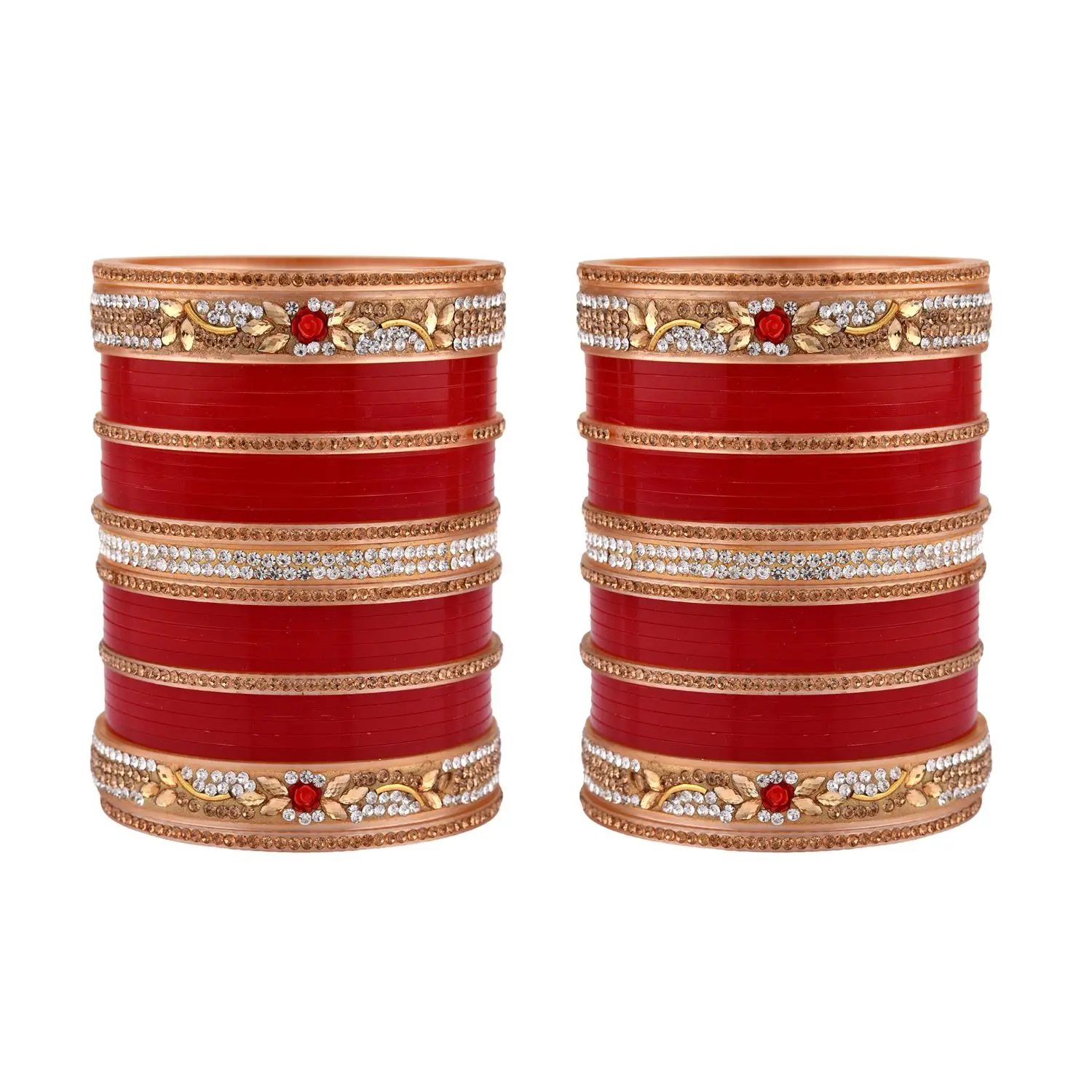 Indian Bangle Set Bollywood Traditional Handmade Kundan Bridal Red Bangle Bracelet Jewelry (Set of 58)
