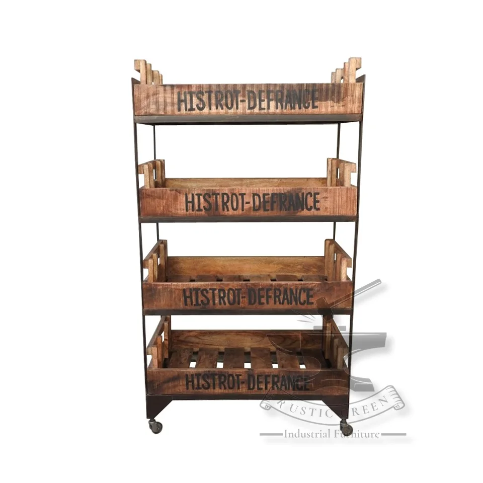 Vintage Design Mango wood & Iron Book Shelf