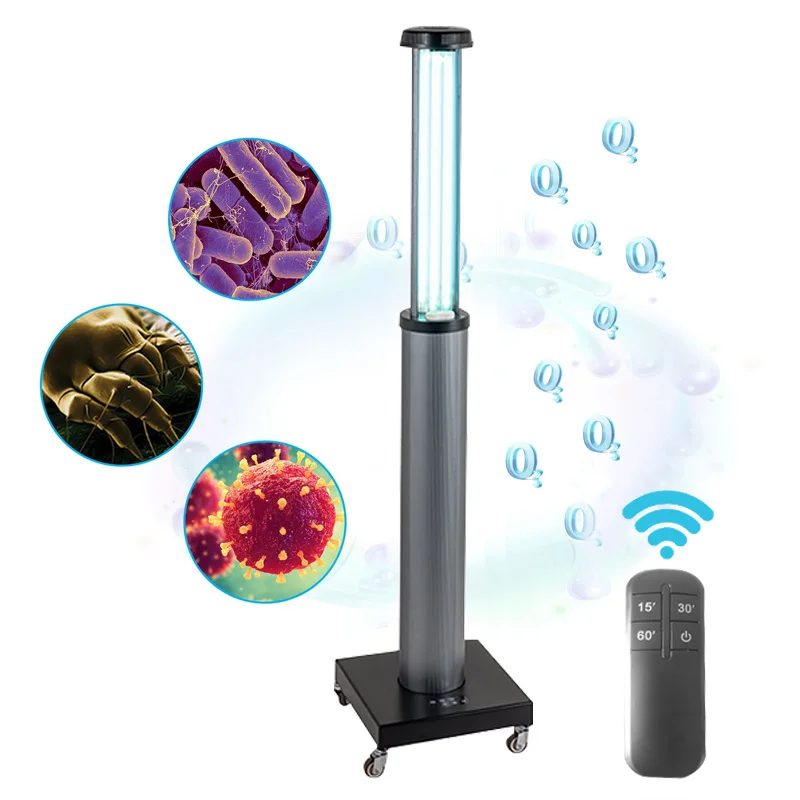 
Germicidal Authoritatively certified infrared sensor de-mite ozone Mobile UVC light lamp Virus killing with Universal wheel 
