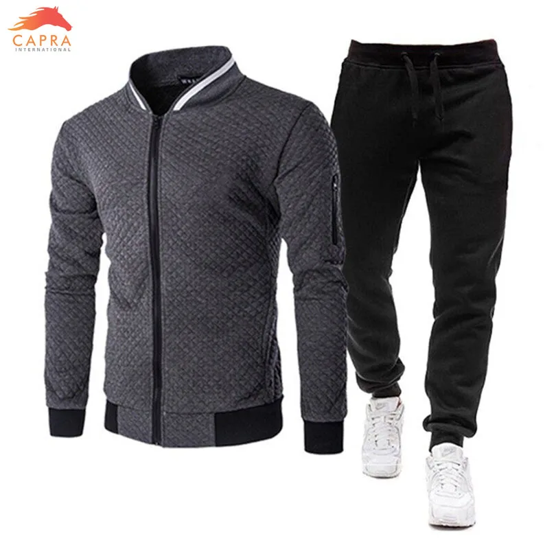 Мужской спортивный костюм повседневная флисовая толстовка и штаны из полиэстера весна 2021