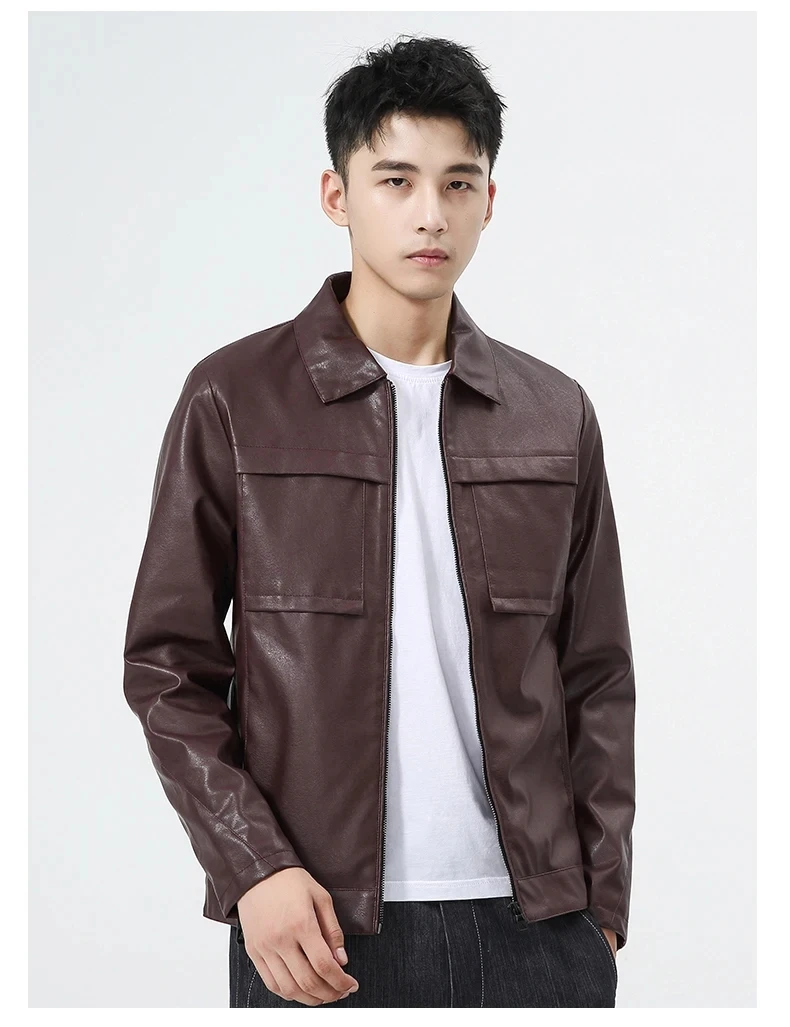 Новейший продукт на заказ зимняя кожаная куртка нового дизайна мужская повседневная Молодежная с лацканами мотоциклетная одежда