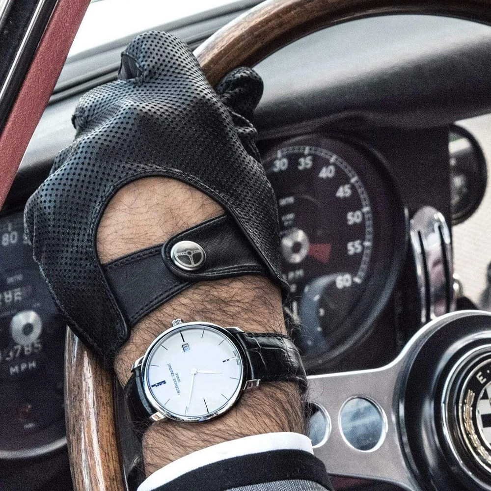 Черный с оранжевым для верховой езды Вышивка Мягкая Текстурированная ортопедическая обувь нового стиля детей под названием Anti скольжения сенсорный экран кожаные перчатки вождения