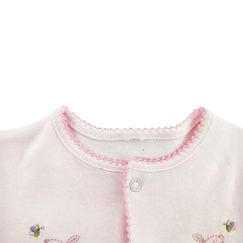 2021 Factory Sell Interlock 100% cotton  Easy wear and off Cute 2 Pieces embroidery Set  Baby Girl Cloth & Hat