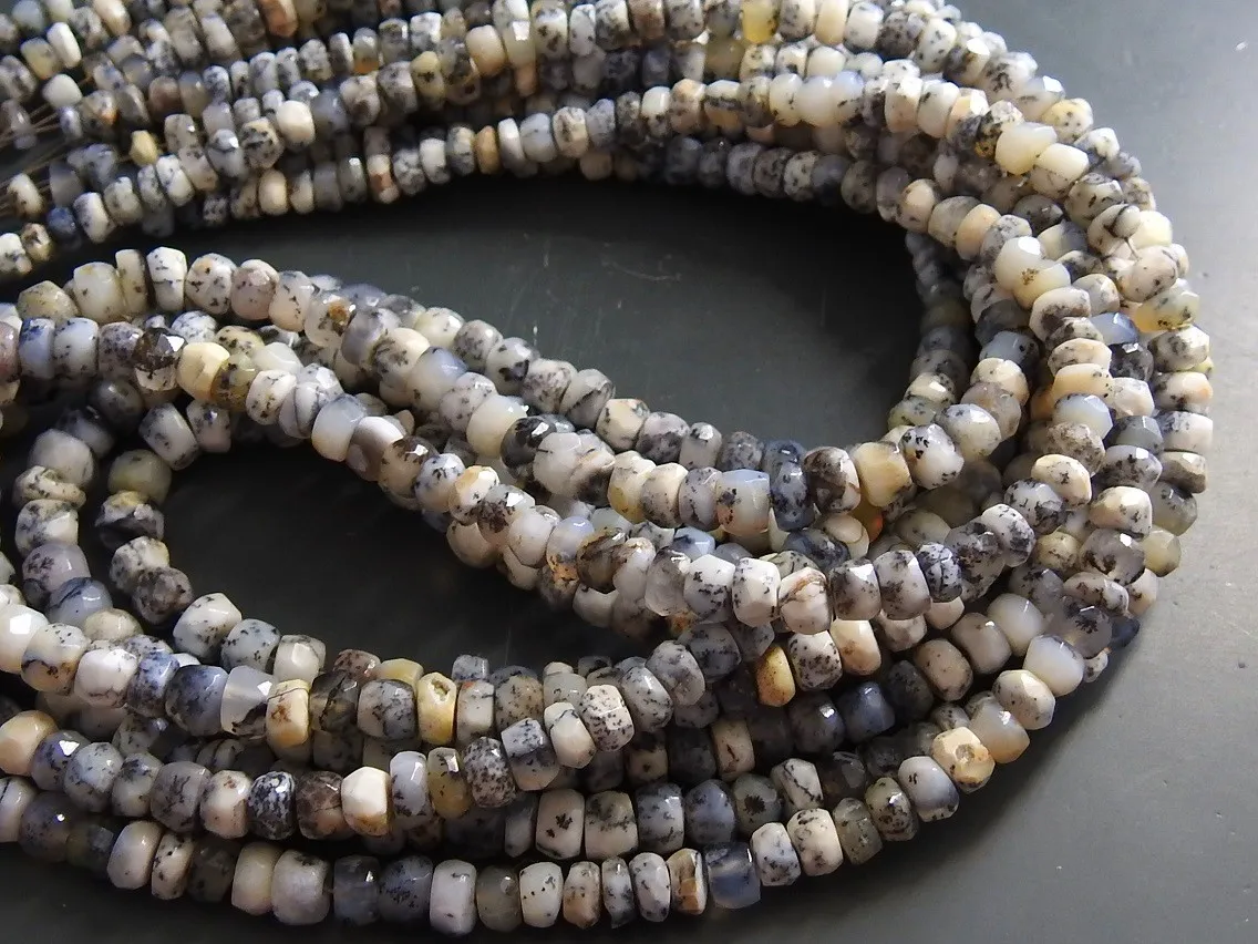 100%Natural Dendrite Opal Faceted Roundel Bead Loose Stone Handmade Shaded Necklace For Making Jewelry