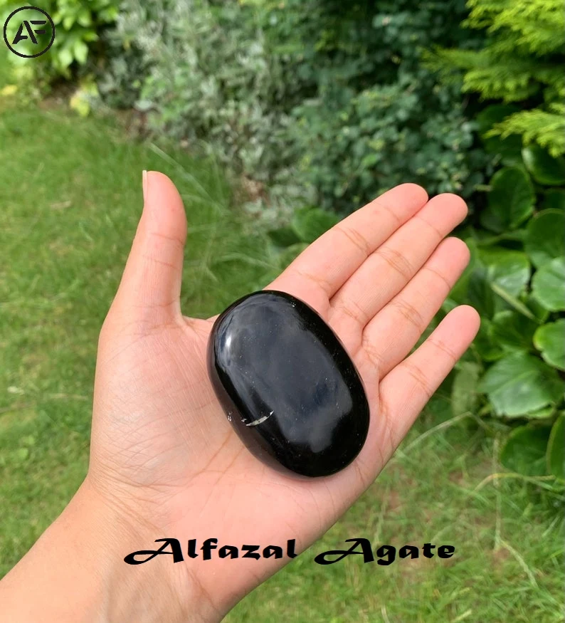 Wholesale Black Obsidian Palm Stone Black Obsidian Palm Stone Black Obsidian  Crystal Palm Stone For Gifts Alfazal Agate