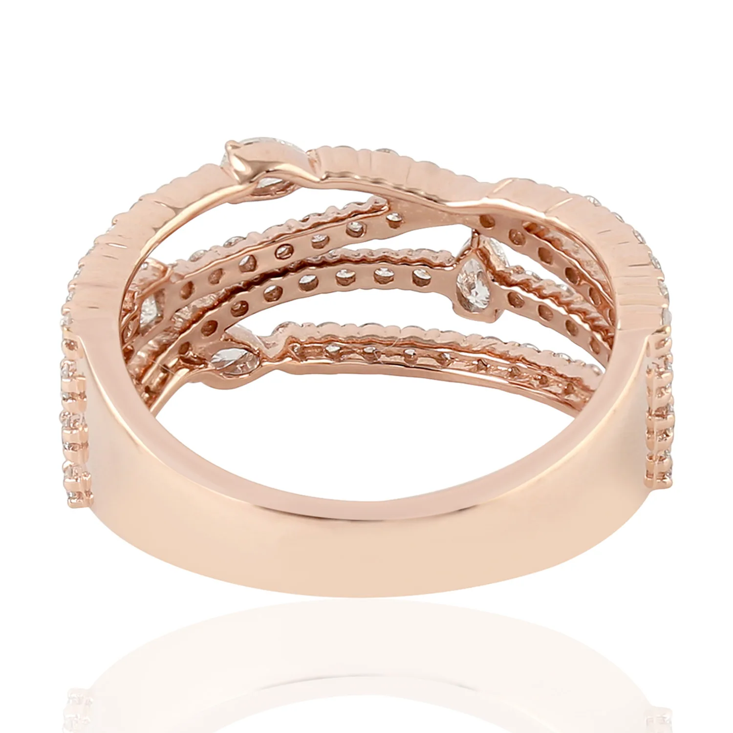 
18k Rose Gold Pave Diamond Band Ring Handmade Jewelry Supplier 