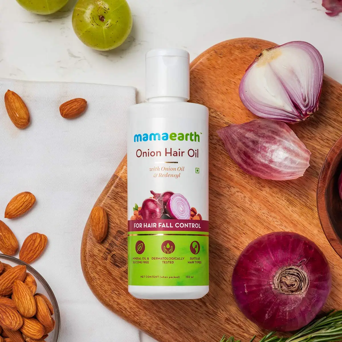 
Mamaearth Onion Hair Oil for hair growth with Onion & Redensyl for Hair Fall Control - 150ml 