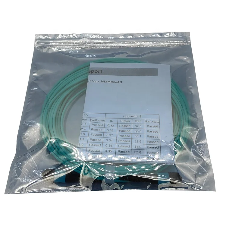 40G 100G SFP Patch Cord Aqua Color USCONE SENKO 12 Core OM3 MPO MTP Fiber Patch Cable