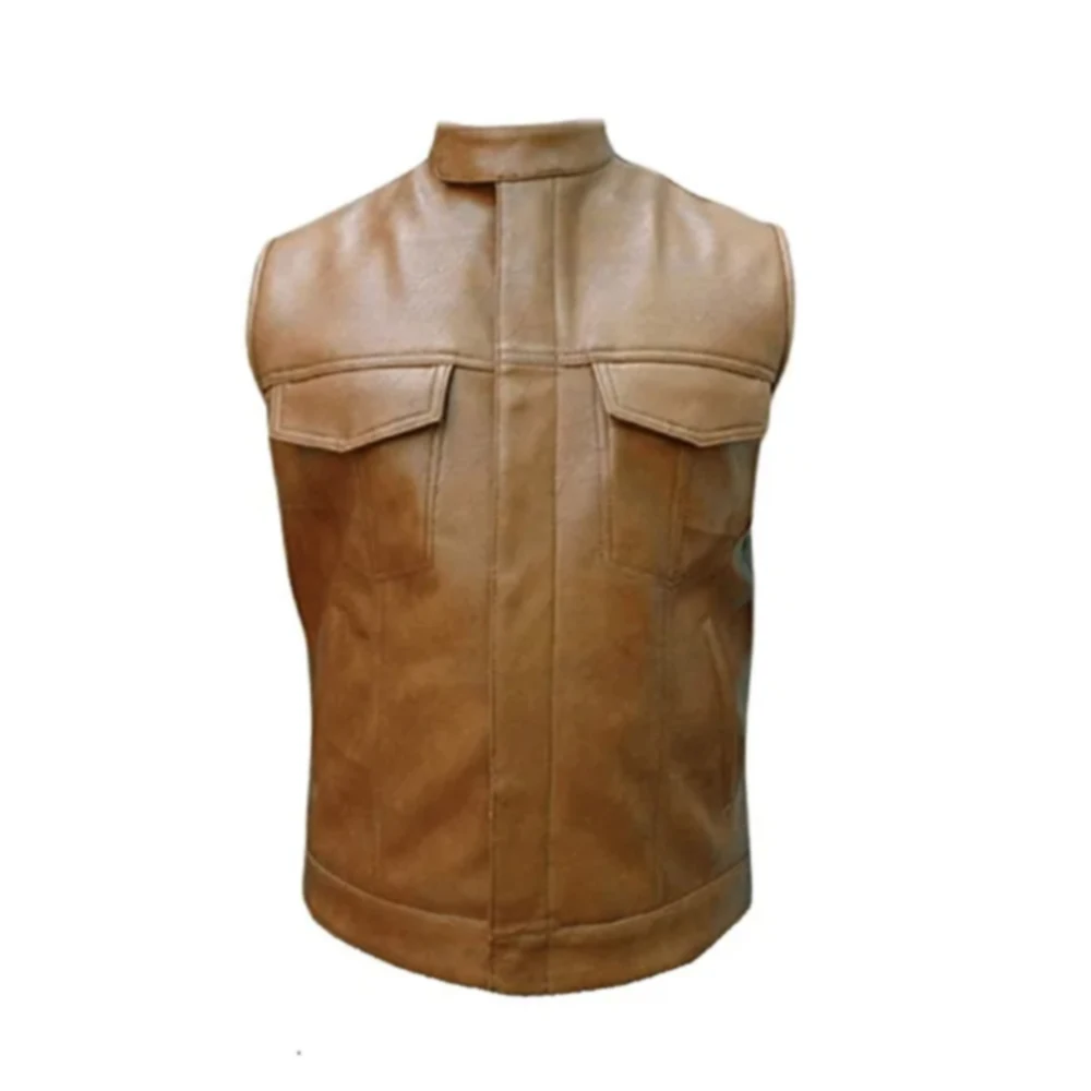 
Leather New Arrival Men Stand Collar Autumn And Winter High Quality Fashion vest 
